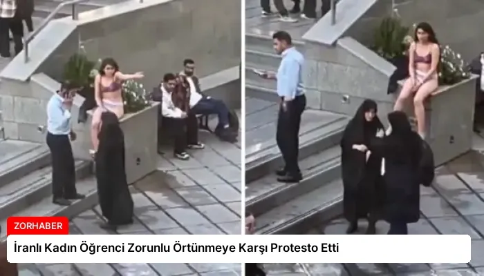 İranlı Kadın Öğrenci Zorunlu Örtünmeye Karşı Protesto Etti